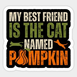 My Best Friend Is a Cat Named Pumpkin Sticker